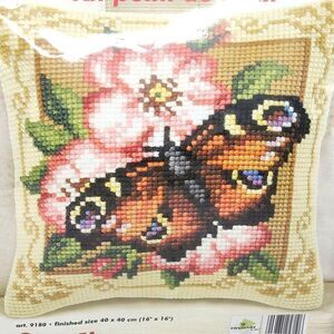 Butterfly Moth Flower Floral Cross Stitch Kit Pill